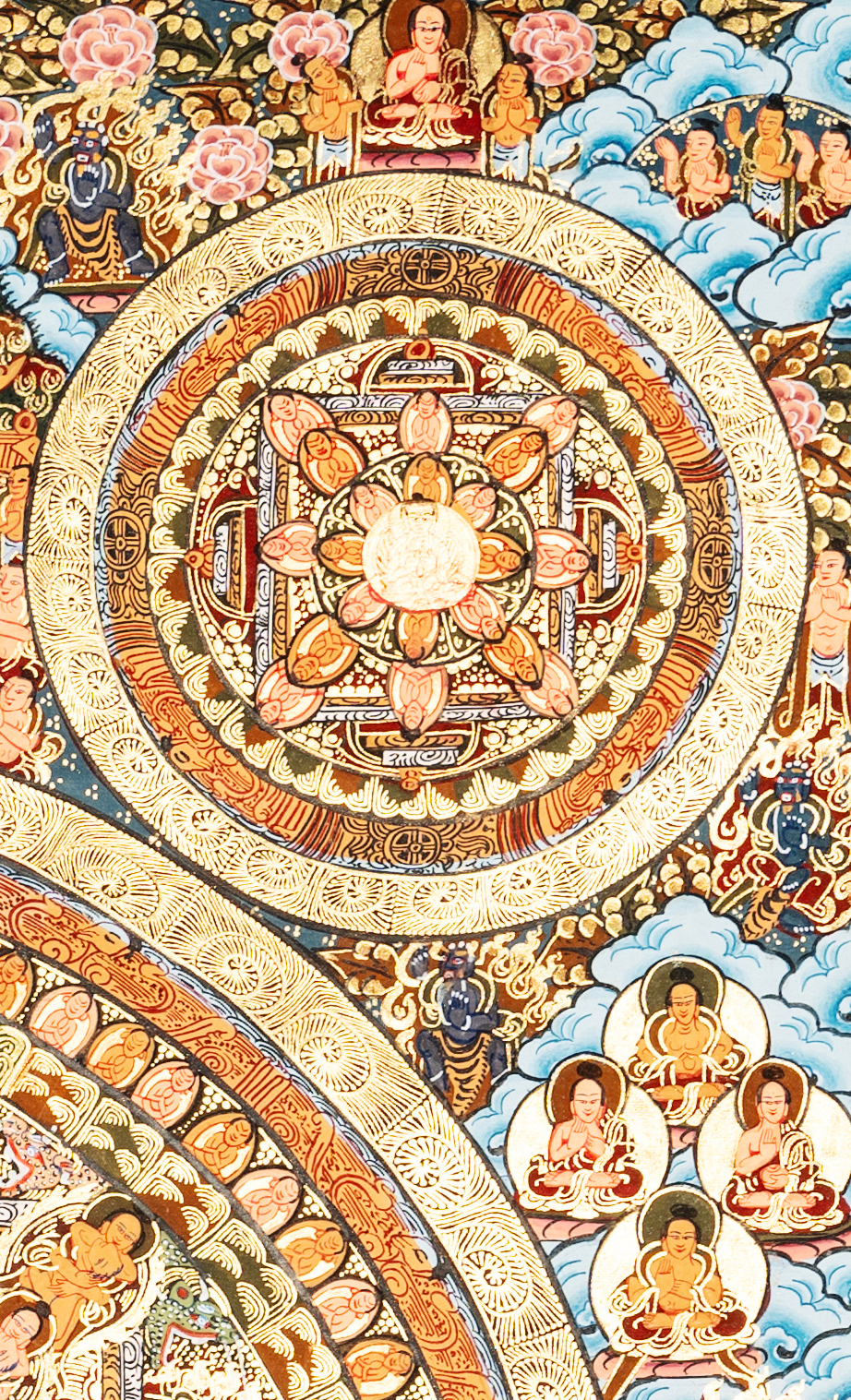 Handmade Traditional Mandala Thangka of Divine Harmony - T-PS-SS-BB-TM-0015