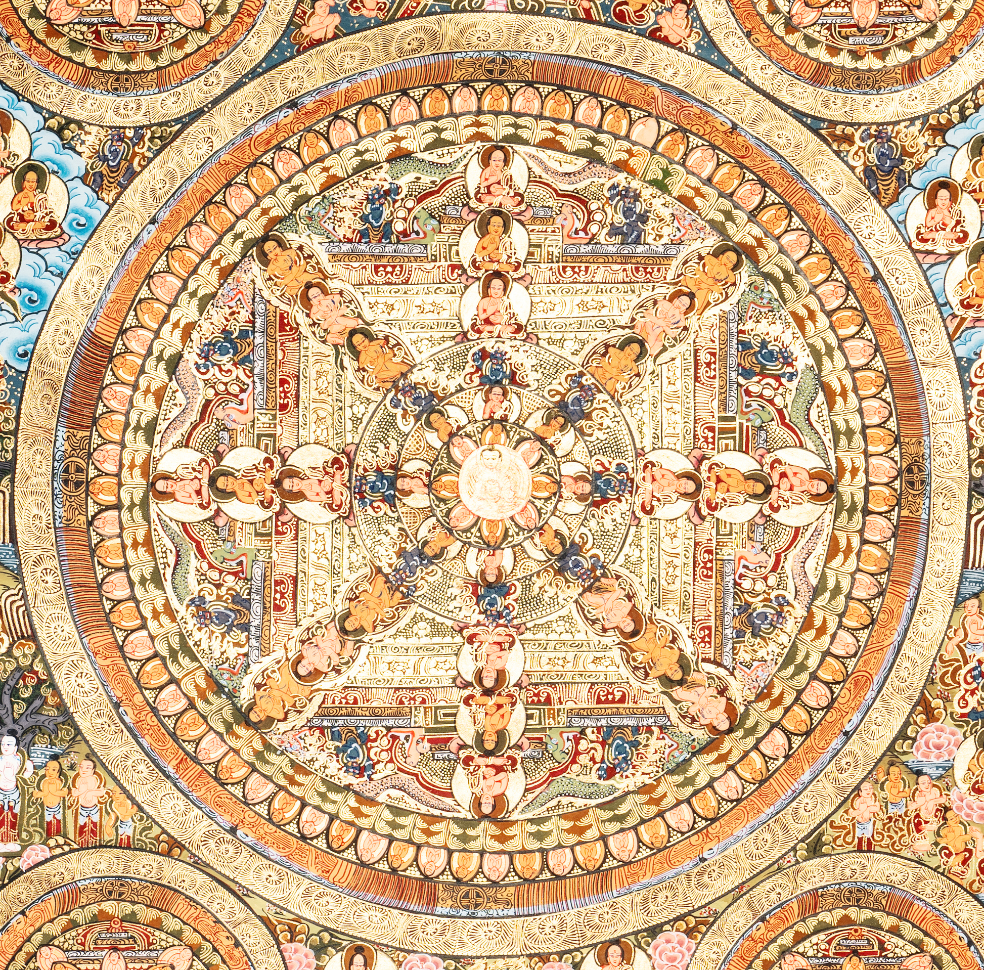 Handmade Traditional Mandala Thangka of Divine Harmony - T-PS-SS-BB-TM-0015