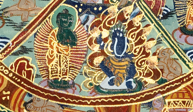 Hand-painted Buddhist Wheel of Life Thangka - T-B-HT-BB-WOL-0014