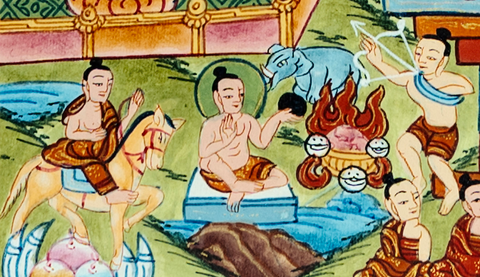 24K Gold Life of Buddha Thangka - T-B-HT-BB-AU-BL-0016