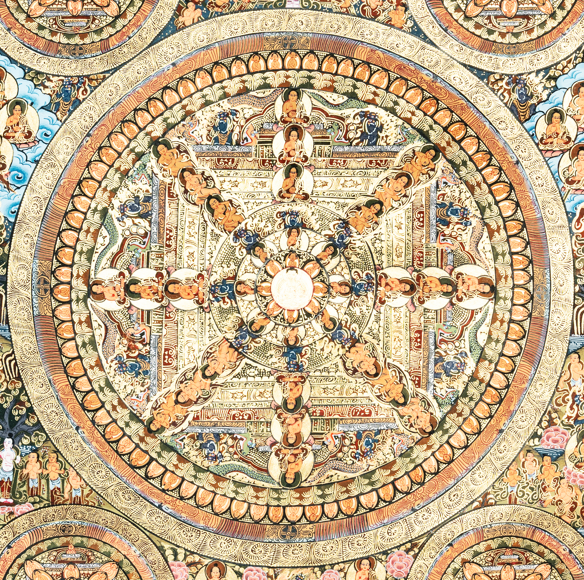 Handmade Traditional Mandala Thangka of Sacred Enlightenment - T-PS-SS-BB-TM-0016