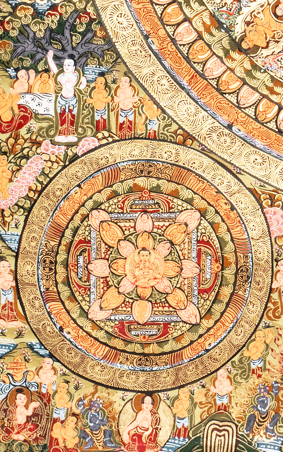 Handmade Traditional Mandala Thangka of Divine Harmony - T-PS-SS-BB-TM-0015