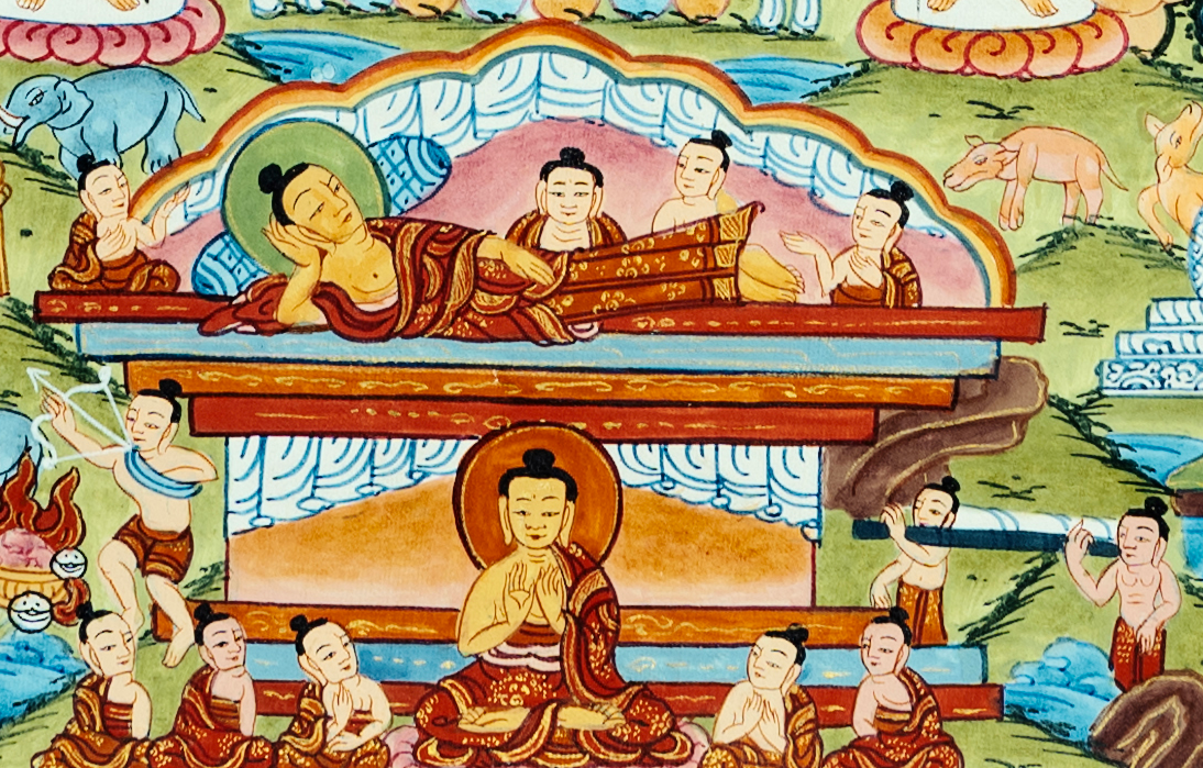 24K Gold Life of Buddha Thangka - T-B-HT-BB-AU-BL-0016