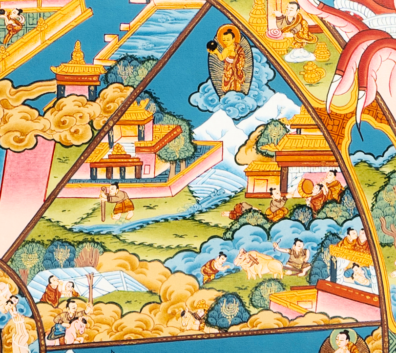 Hand drawn masterpiece of the Wheel of Life (Reincarnation) | Buddhist Dharma Thangka - T-B-HT-BB-WOL-0015