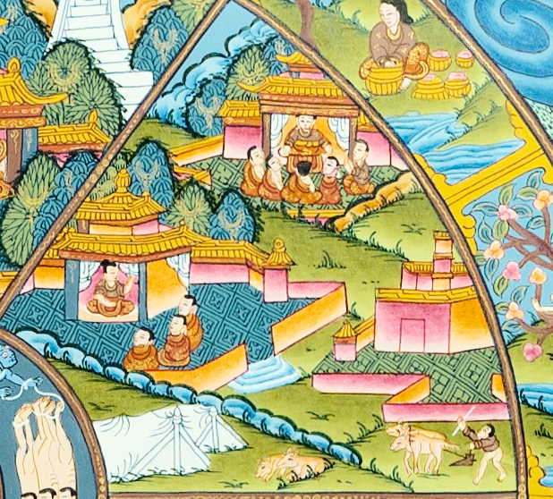 Hand drawn exquisite thangka "Wheel of Life" (Reincarnation) - T-B-HT-TB-AU-WOL-0021