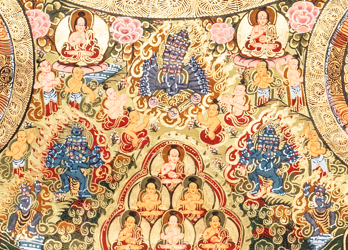 Handmade Traditional Mandala Thangka of Divine Harmony - T-PS-SS-BB-TM-0015