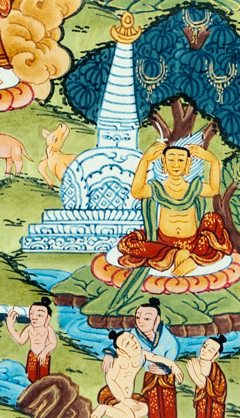 24K Gold Life of Buddha Thangka - T-B-HT-BB-AU-BL-0016