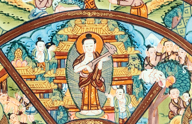 24K Gold Hand-drawn Wheel of life Thangka - T-B-HT-RB-AU-WOL-0017