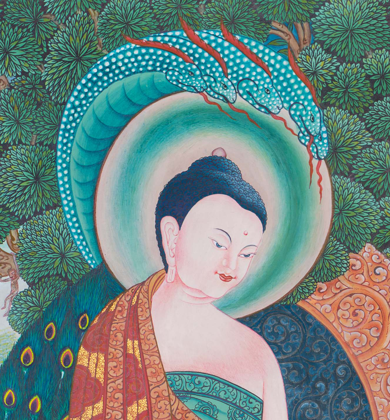 Buddha Paubha Amidst the Seven Jewels of Royalty - T-S-BT-PB-AU-BP-0110