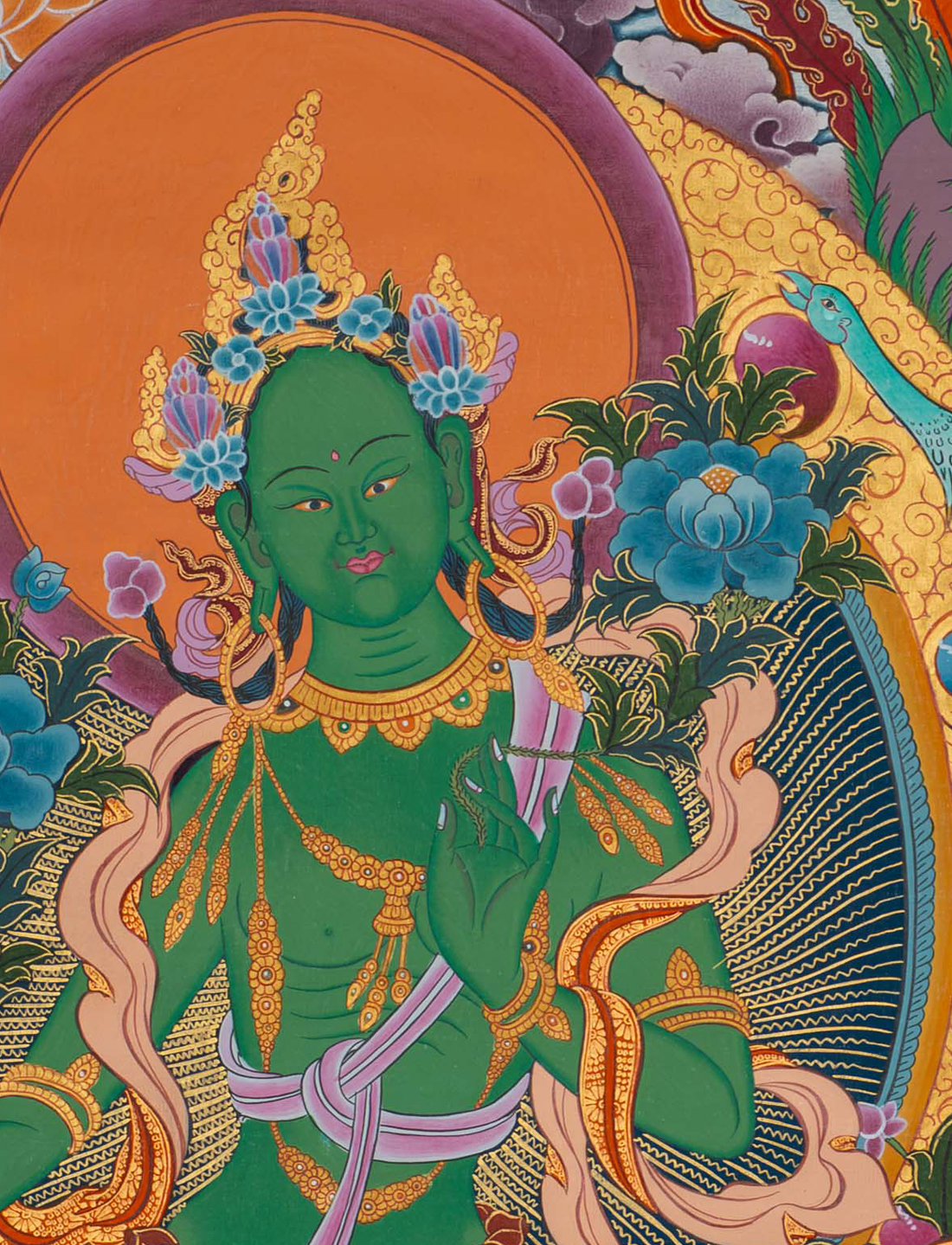 Green Tara Thangka: The Radiant Mother of Compassion - T-S-BT-SB-AU-GT-0120