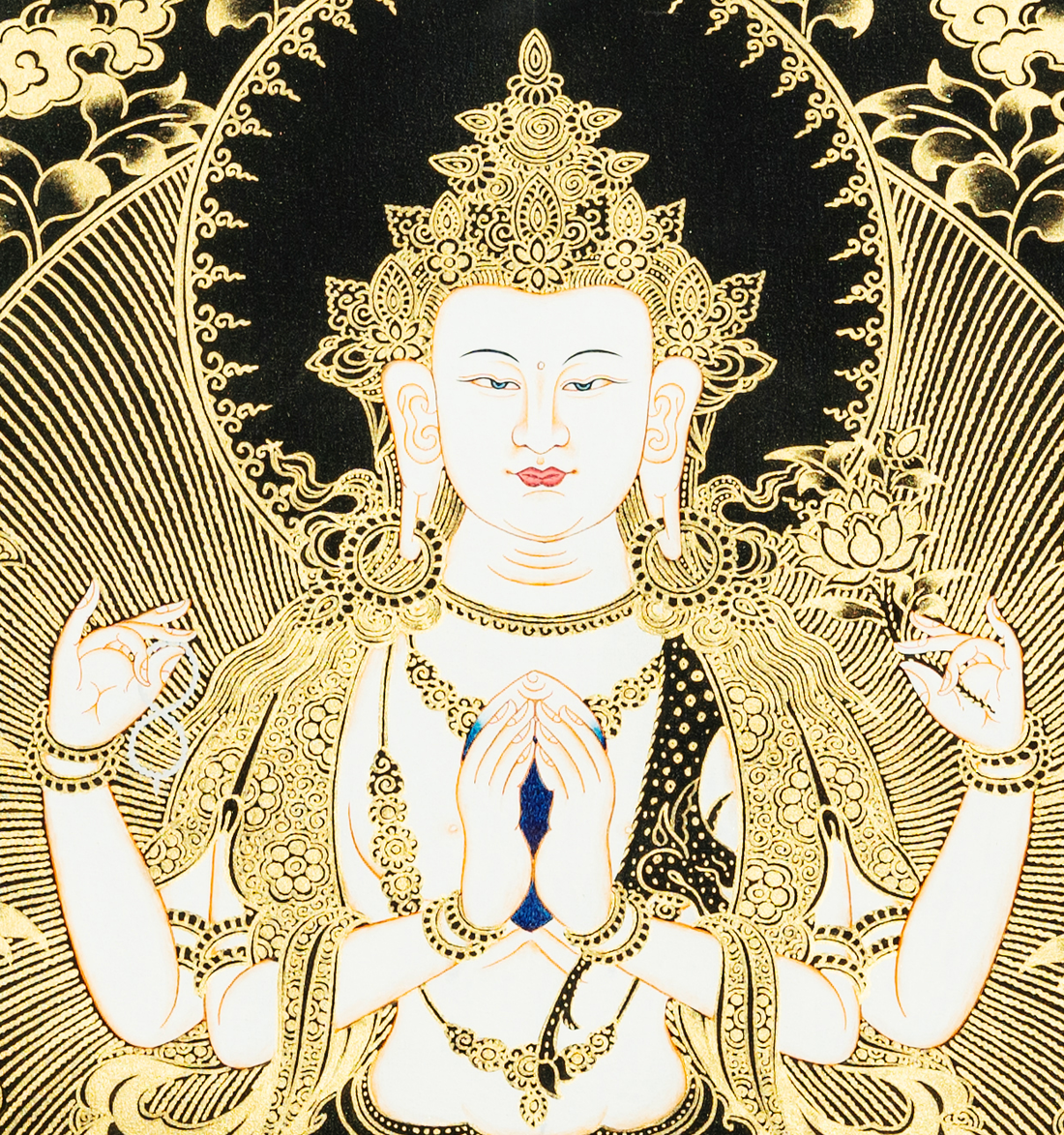 Enlightened Buddha Chenrezig Thangka Painting - T-B-HT-RB-C-0027