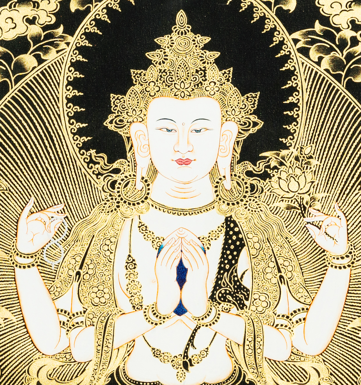 Enlightened Buddha Chenrezig Thangka Painting - T-B-HT-RB-C-0027
