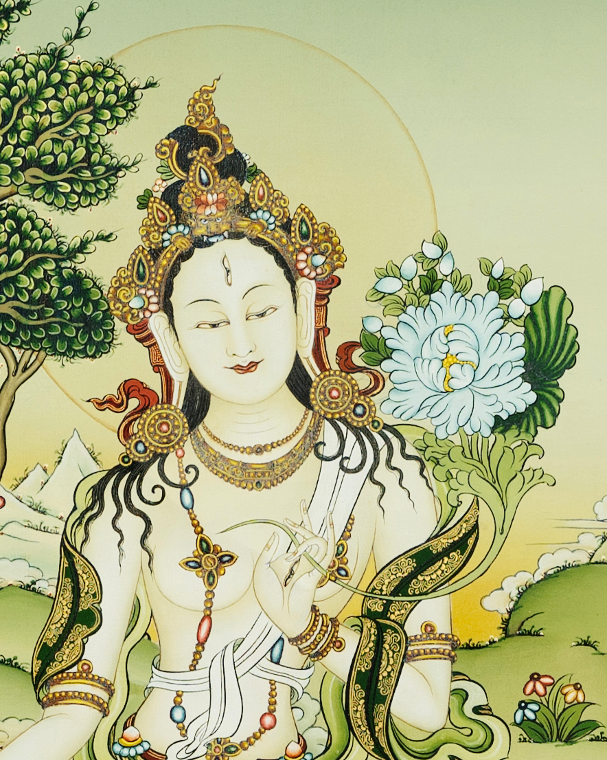 Fine hand-painted White Tara, the goddess of Buddhism - T-B-HT-GB-AU-WT-0030