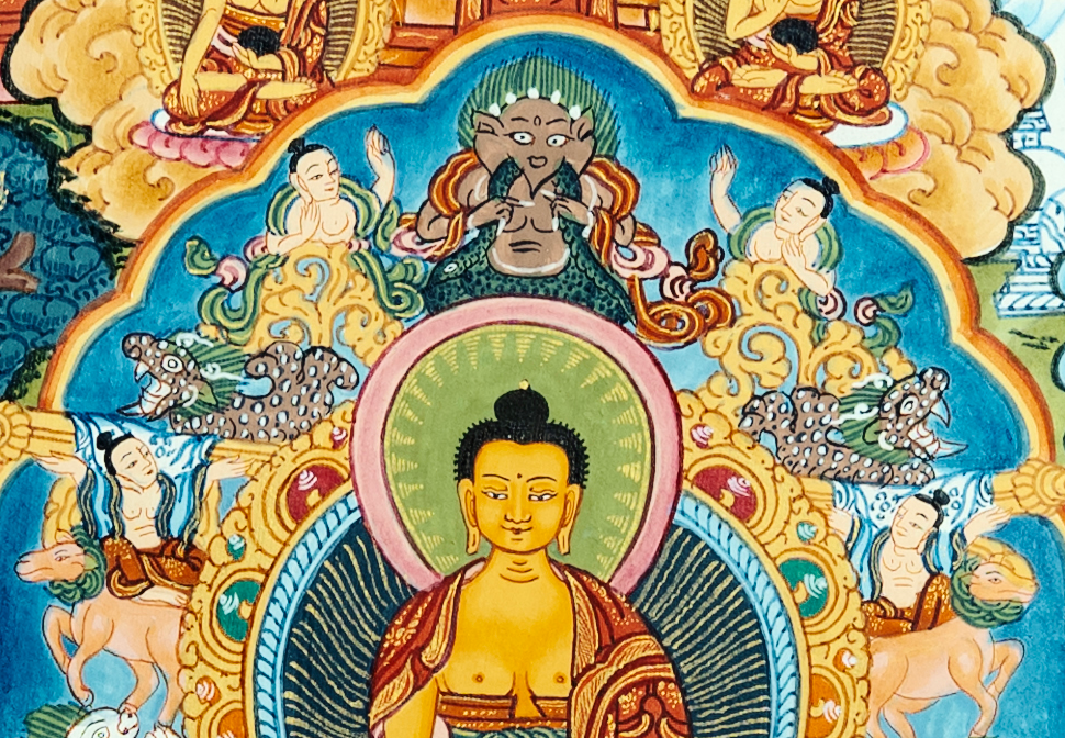 24K Gold Life of Buddha Thangka - T-B-HT-BB-AU-BL-0016