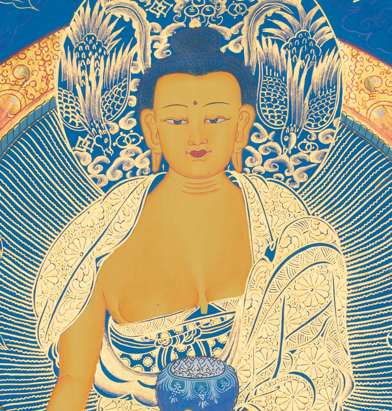 Hand-Painted Shakyamuni Buddha Thangka - T-S-BT-RB-SB-0102