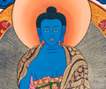 Handmade Akshobhya Buddha Thangka: The Unshakable One - T-PS-SS-RB-BBM-0008