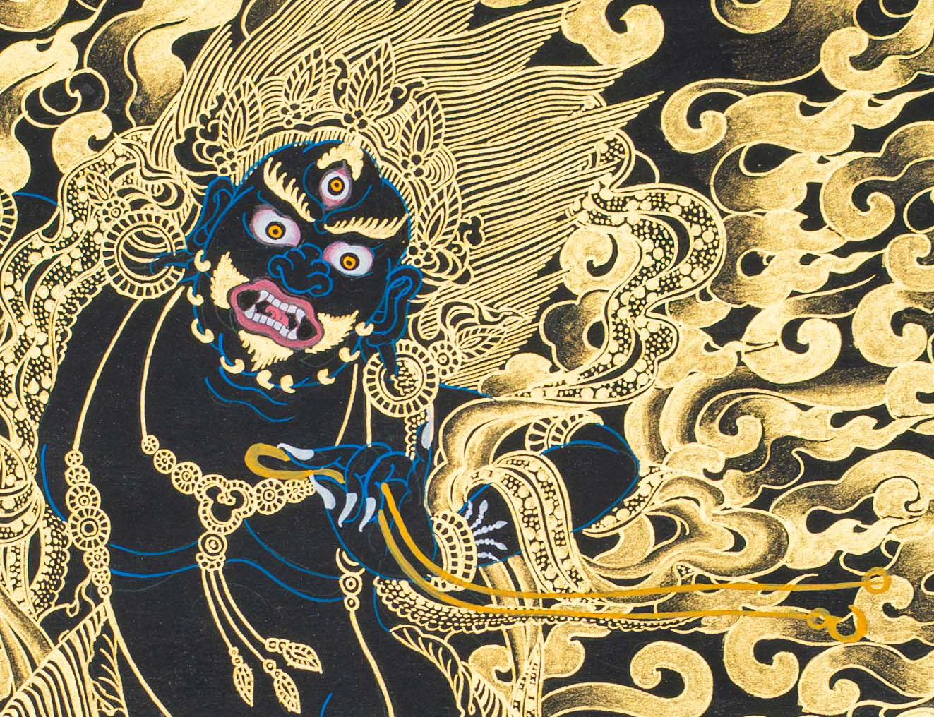 Vajrapani Thangka: Wielder of Indestructible Power - T-S-BT-BB-V-0130