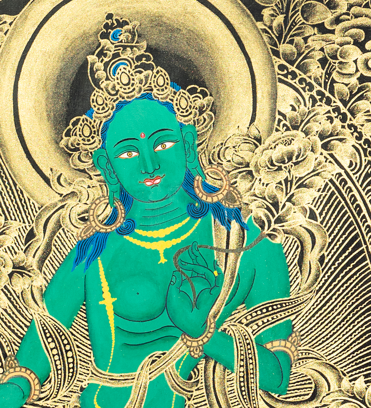 Green Tara Thangka: The Emerald Empress of Compassionate Action - T-PS-SS-BB-GT-0004