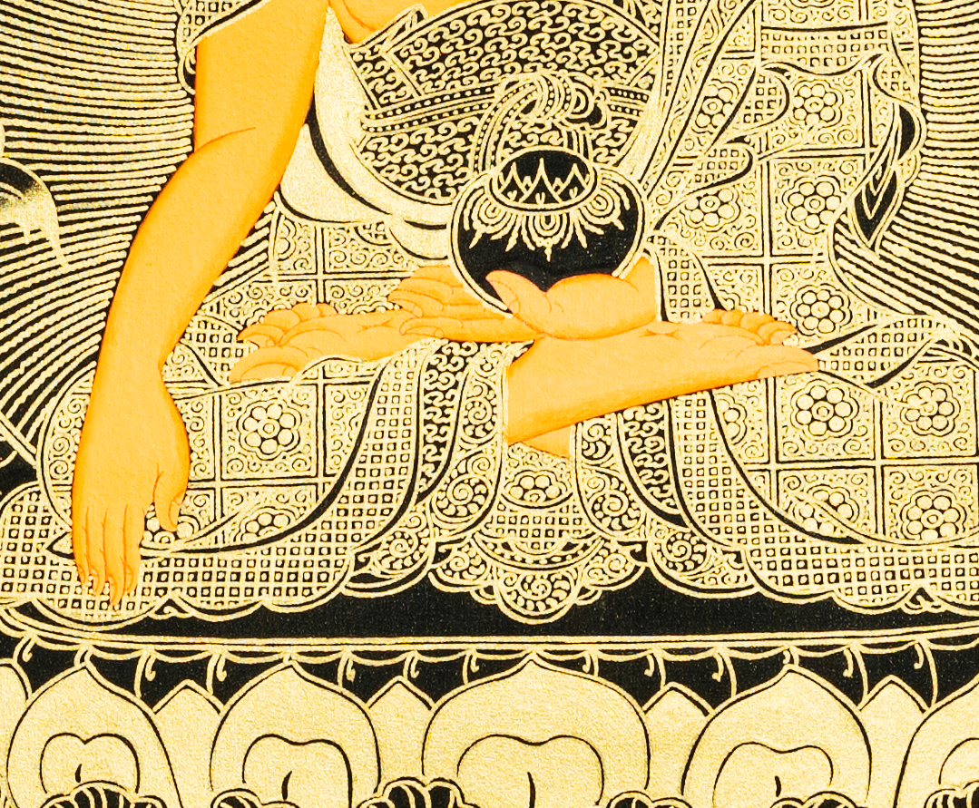 Traditional hand drawn Shakyamuni Buddha Thangka - T-B-HT-BOB-S-0029