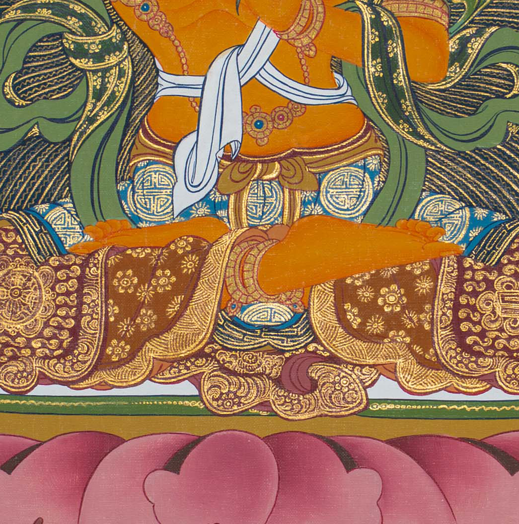 Manjushri Thangka: The Wisdom Blade of Enlightenment - T-S-BT-PB-AU-M-0117