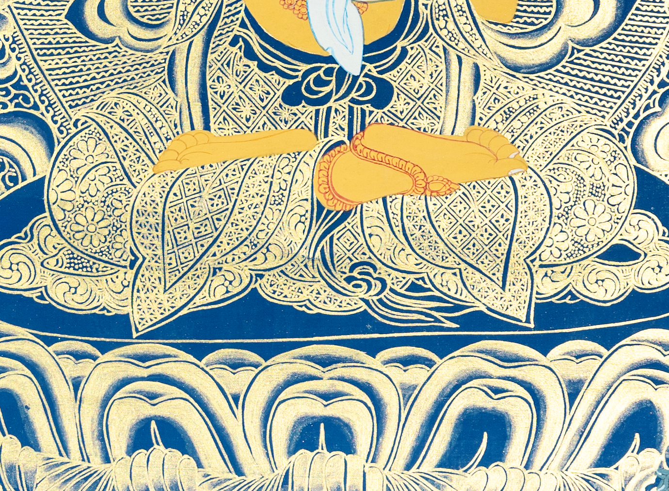 Handmade Manjushri Thangka: Blade of Transcendent Wisdom - T-PS-SS-RB-M-0009