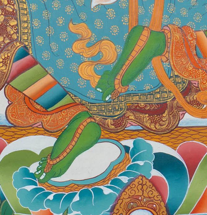 Hand-Painted Green Tara Thangka - T-S-BT-BB-AU-GT-0107