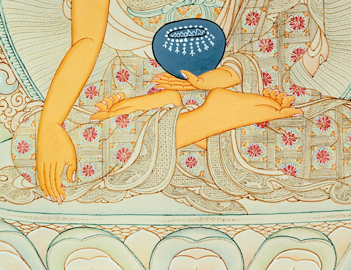 Handpainted Shakyamuni Buddha Thangka: The Eternal Light of Awakening - T-PS-SS-GB-AU-SB-0001