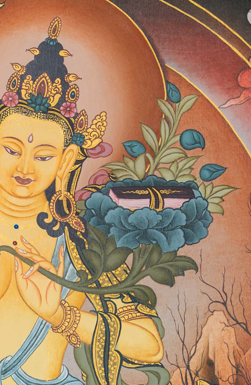 Manjushri Thangka: Embodiment of Transcendent Wisdom - T-S-BT-CB-AU-M-0125