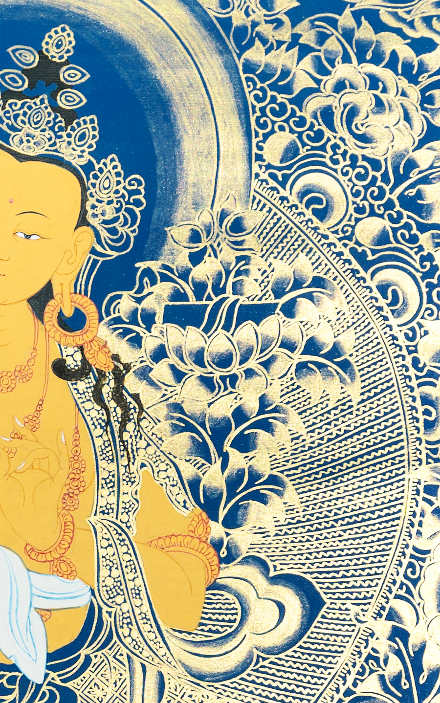 Handmade Manjushri Thangka: Blade of Transcendent Wisdom - T-PS-SS-RB-M-0009