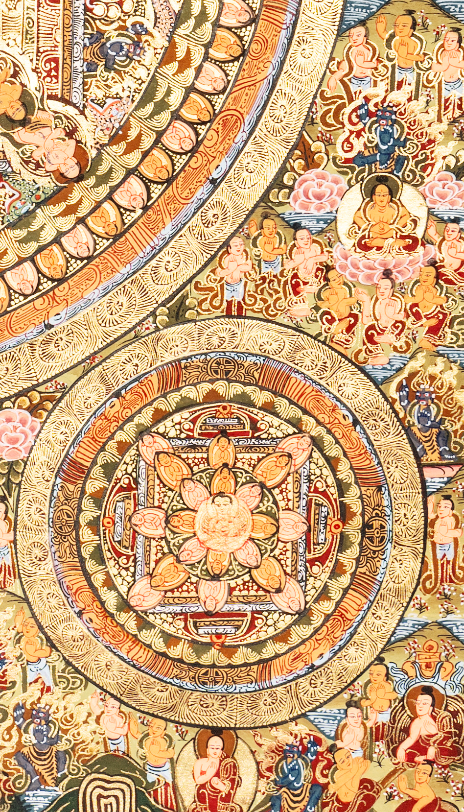 Handmade Traditional Mandala Thangka of Divine Harmony - T-PS-SS-BB-TM-0015