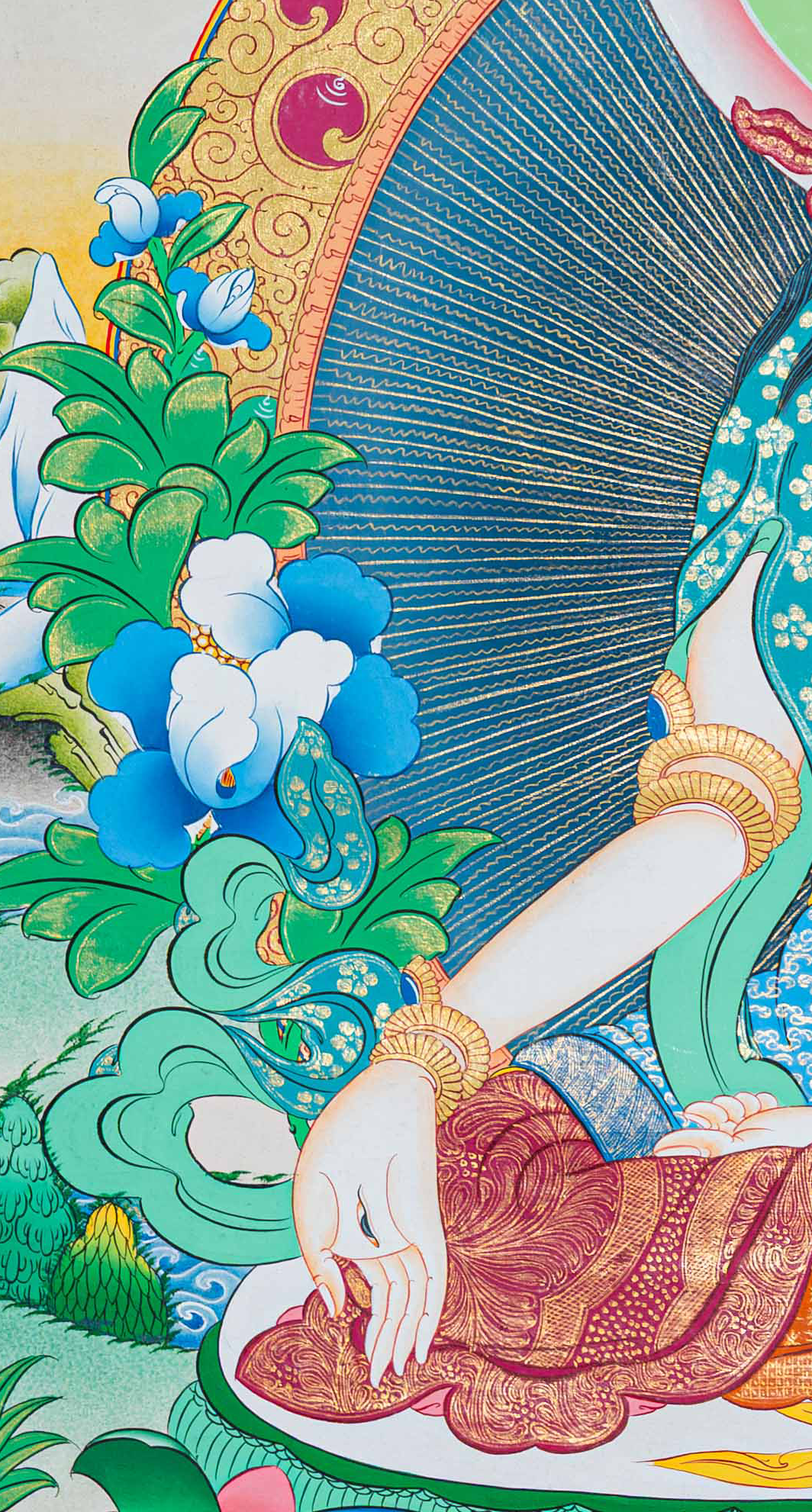 Hand-Painted White Tara Thangka - T-S-BT-RB-AU-WT-0086