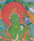 Hand-Painted Green Tara Thangka - T-S-BT-BB-AU-GT-0107