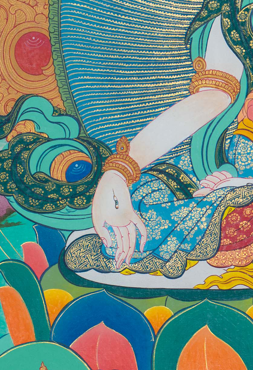 White Tara Thangka: The Divine Mother of Longevity - T-S-BT-RB-AU-WT-0118