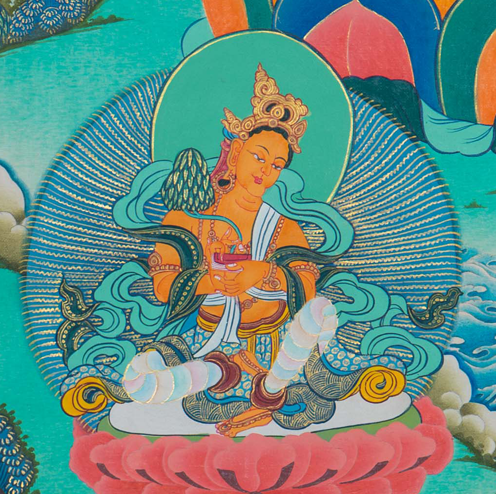 White Tara Thangka: The Divine Mother of Longevity - T-S-BT-RB-AU-WT-0118