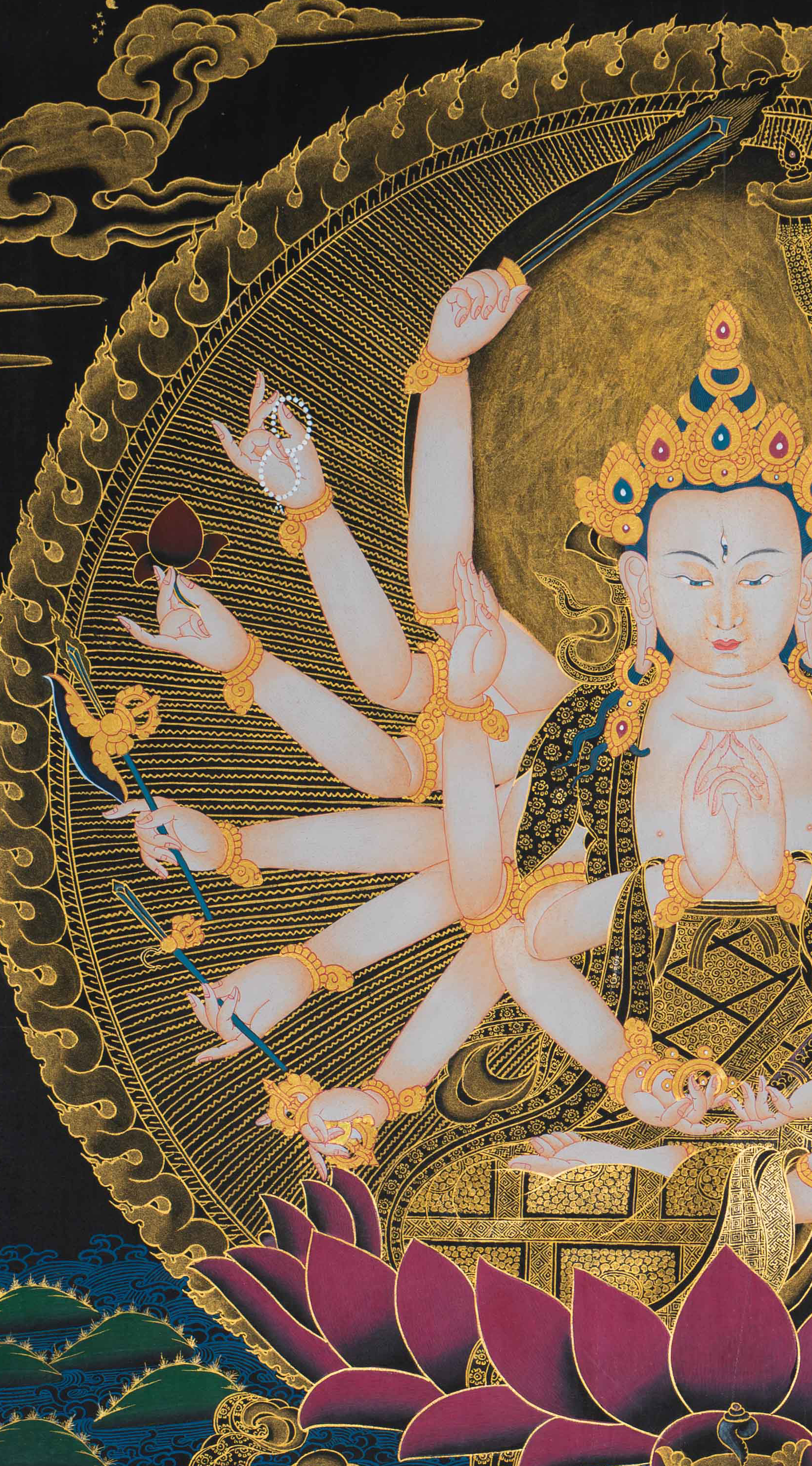 Sacred Chundi Thangka: Embrace Strength and Divine Feminine Energy - T-S-BT-RB-AU-C-0112