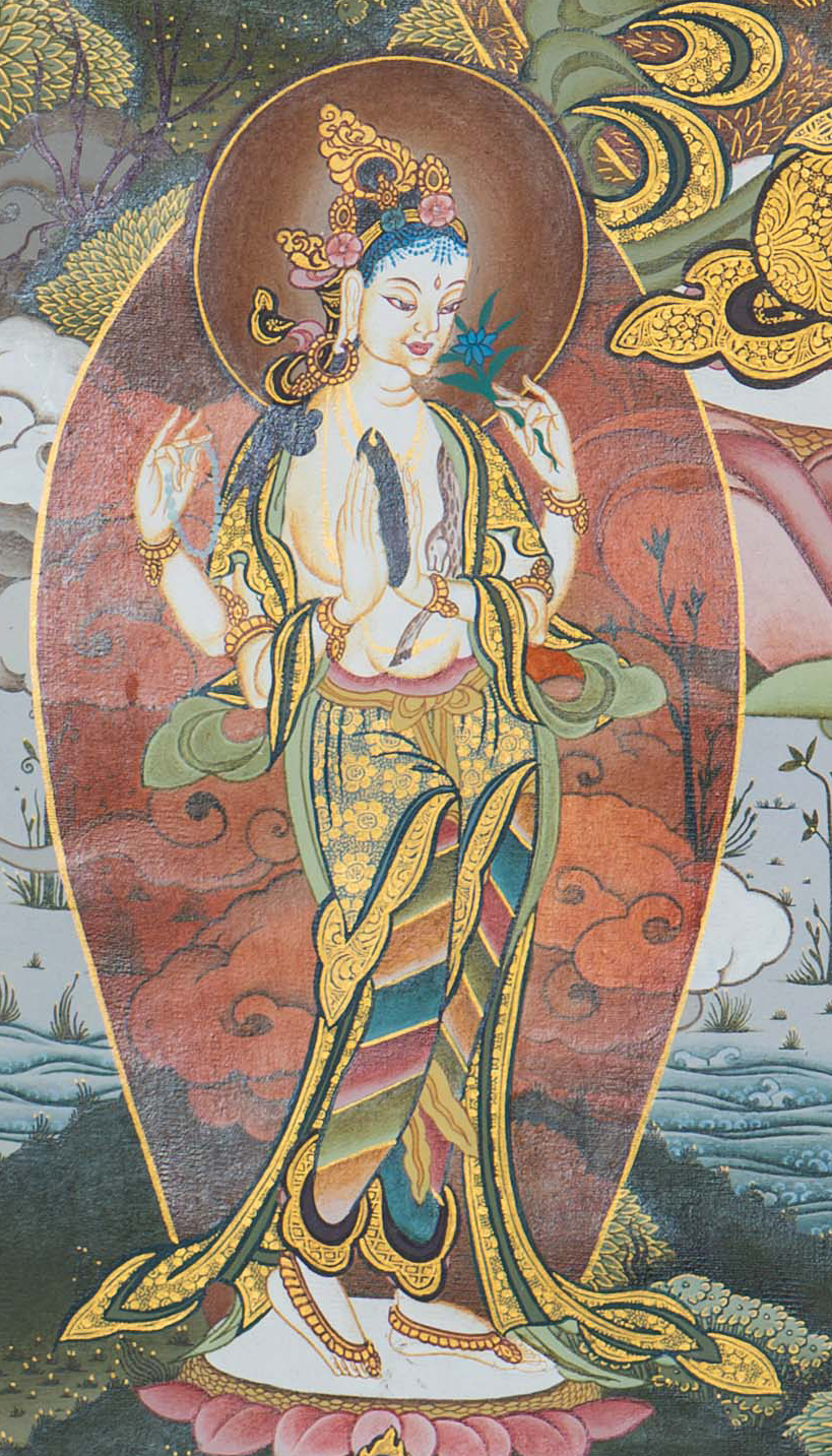 Manjushri Thangka: Embodiment of Transcendent Wisdom - T-S-BT-CB-AU-M-0125