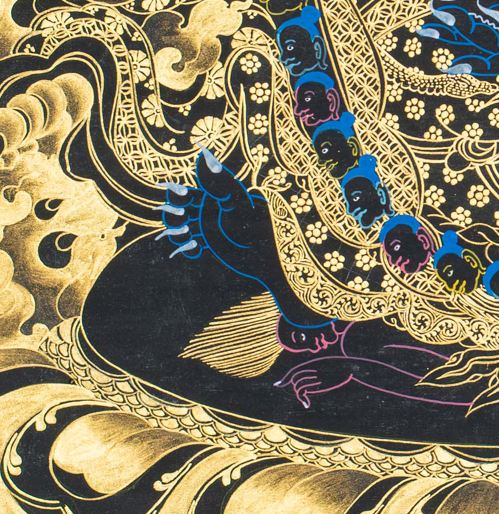 Shadbhuja Mahakala Thangka – The Wrathful Guardian of Wisdom - T-S-BT-BB-M-0138