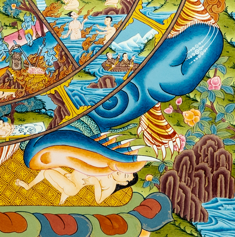 Hand drawn exquisite thangka "Wheel of Life" (Reincarnation) - T-B-HT-TB-AU-WOL-0021