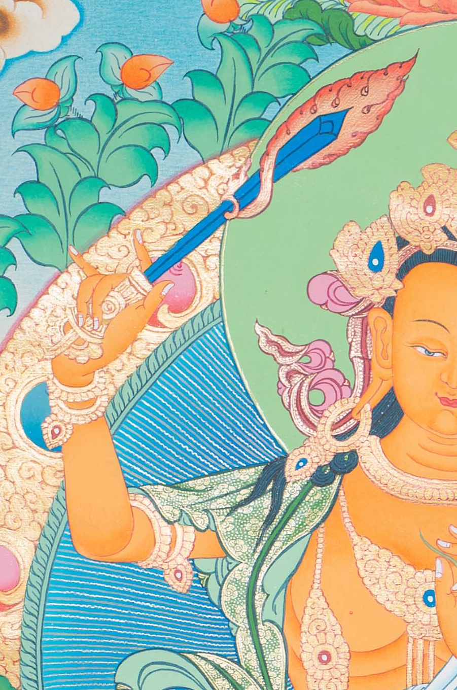 Hand-Painted Manjushree Thangka - T-S-BT-RB-AU-M-0087