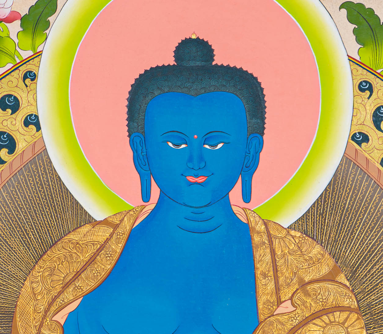 Hand-Painted Medicine Buddha Thangka - T-S-BT-GB-AU-MB-0073
