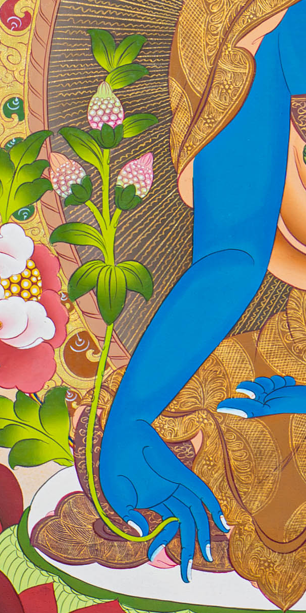 Hand-Painted Medicine Buddha Thangka - T-S-BT-GB-AU-MB-0073