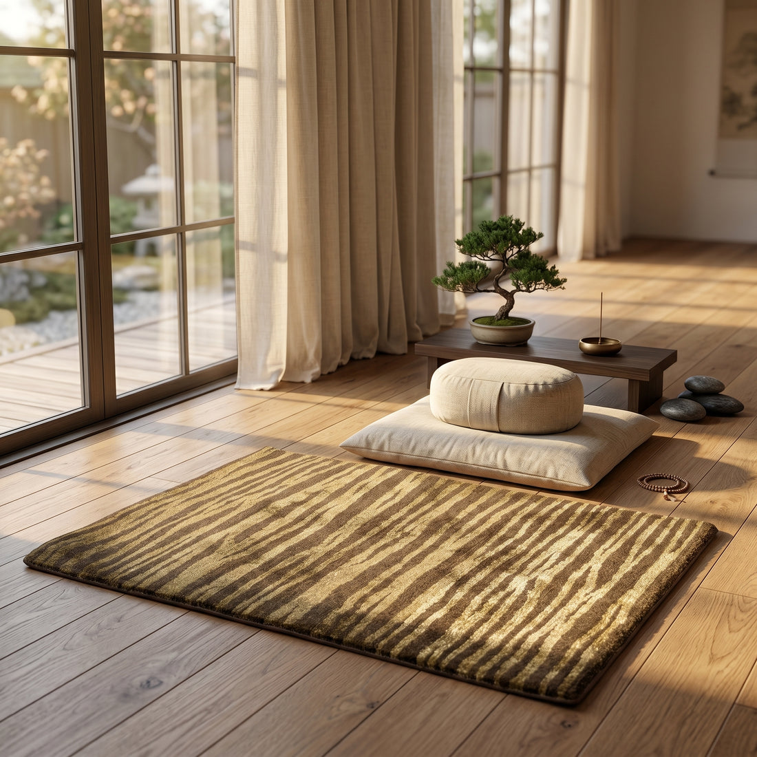 Meditation Mat / Door Mat | Handwoven Pure Tibetan Wool and Silk Carpet