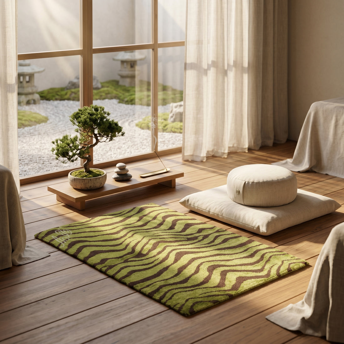 Meditation Mat / Door Mat | Handwoven Pure Wool and Silk Carpet