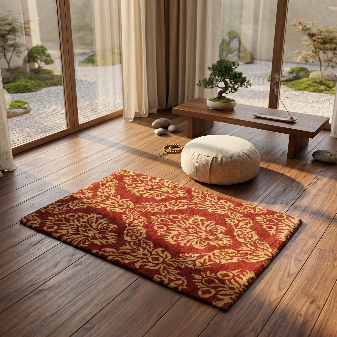 Meditation Mat / Door Mat | Handwoven Wool and Silk Carpet