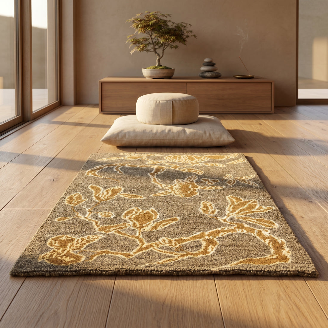 Meditation Mat / Door Mat | Handwoven Wool and Silk Carpet