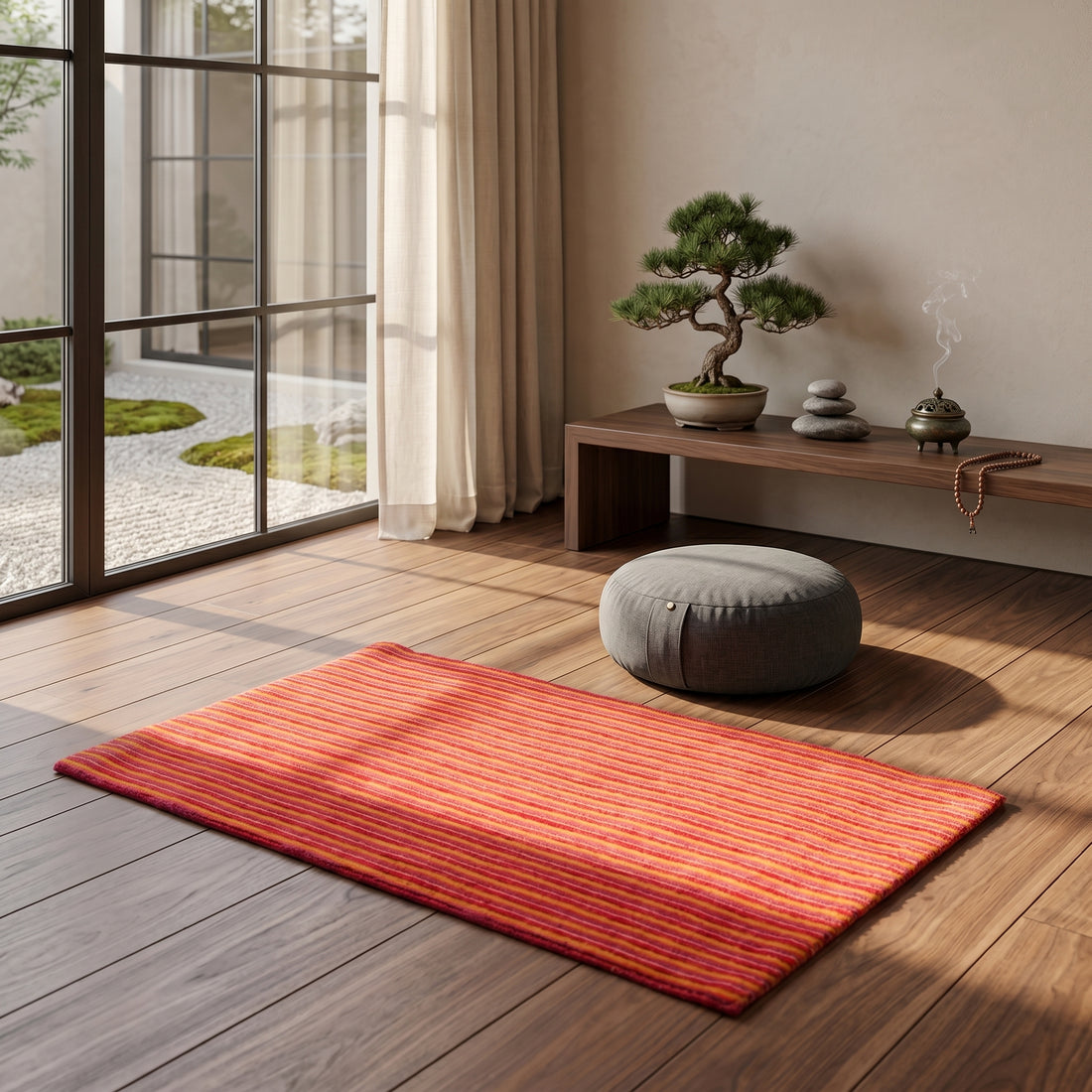 Meditation Mat / Door Mat | Handwoven Wool and Silk Carpet