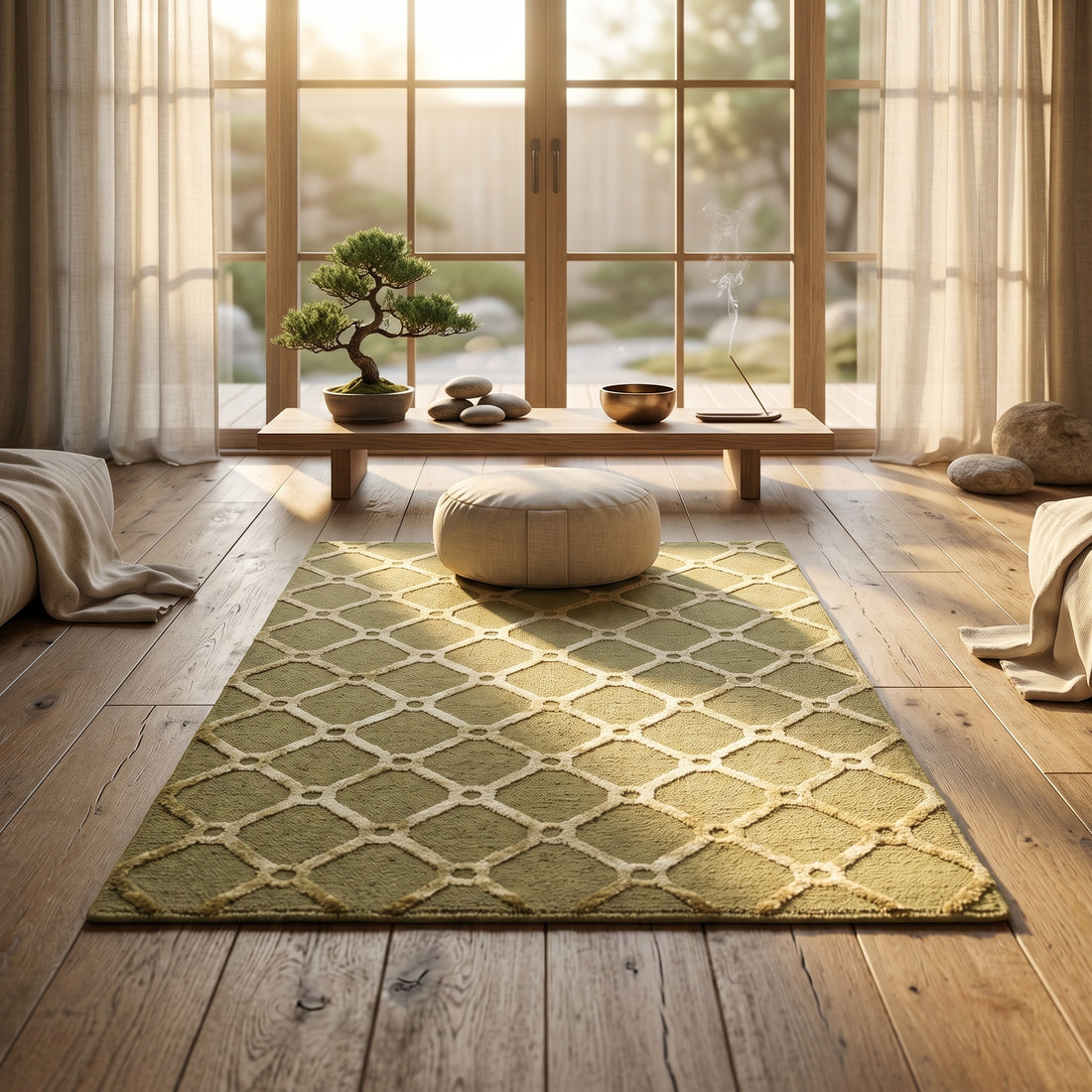 Meditation Mat / Door Mat | Handwoven Wool and Silk Carpet