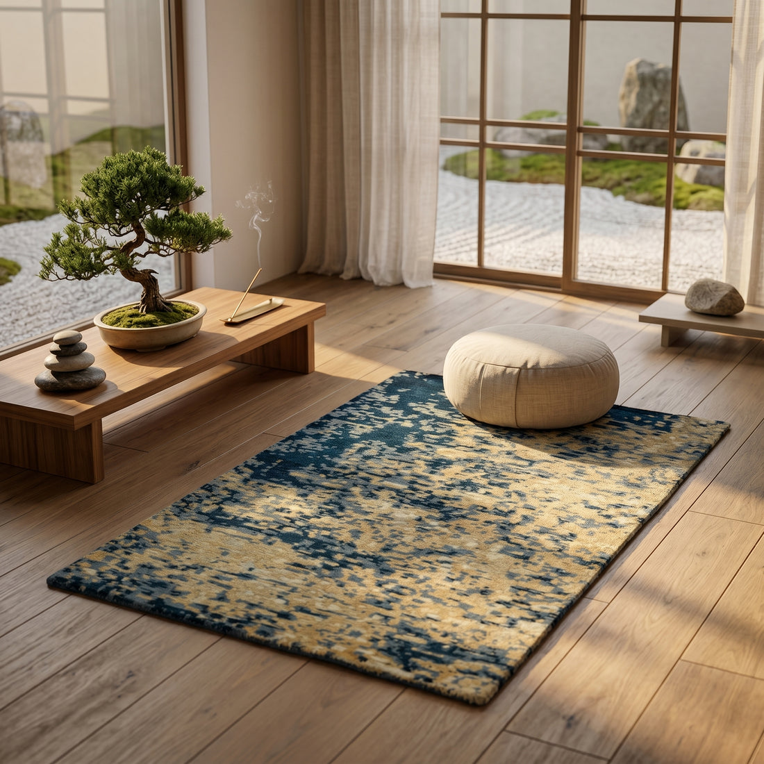 Meditation Mat / Door Mat | Handwoven Pure Wool and Silk Carpet