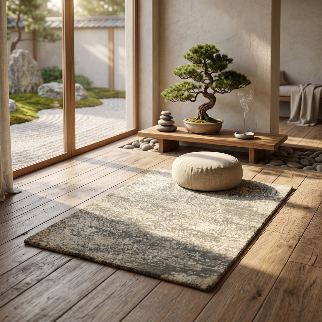 Meditation Mat / Door Mat | Handwoven Pure Wool and Silk Carpet