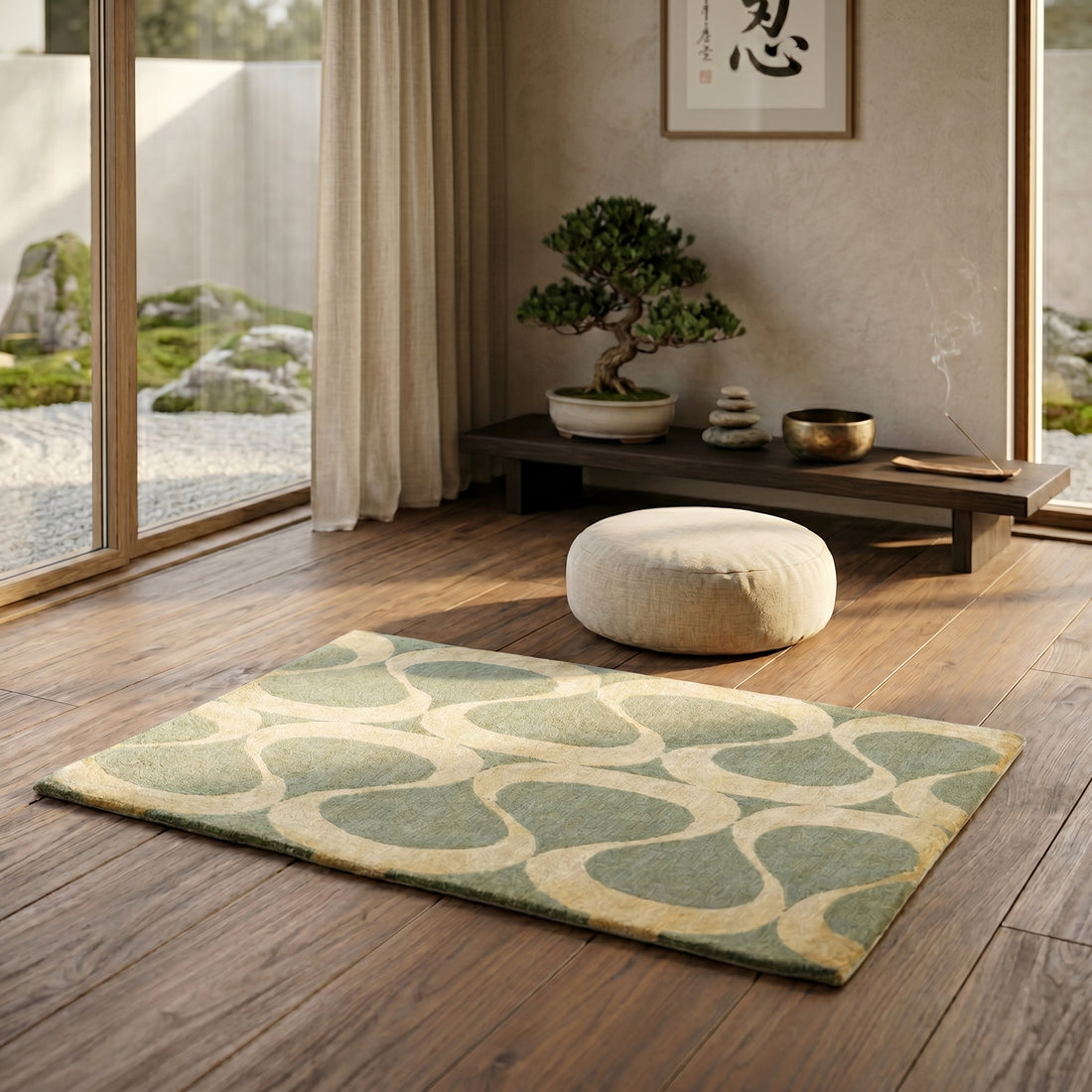 Meditation Mat / Door Mat | Handwoven Pure Wool and Silk Carpet
